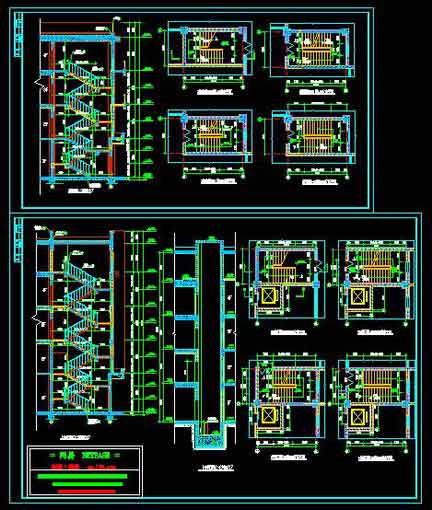 CAD室內設計圖塊素材之樓梯大樣圖紙（CAD素材）