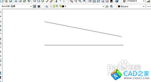 cad如何快速找出兩條不平行線段的交點并連線