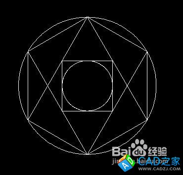 cad練習題-圓相切多邊形相切正方形畫法