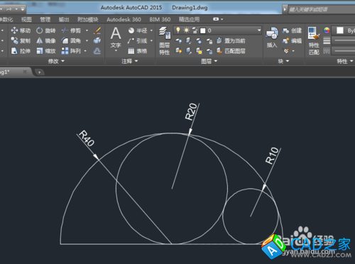 CAD教程：[20]CAD2015繪圖實例之三圓相切