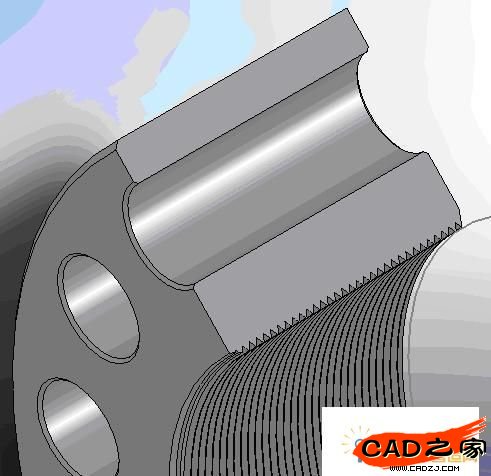 非標準螺紋法蘭的三維模型及局部視圖