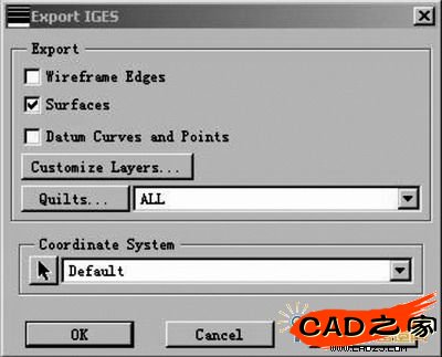 輸出IGES格式文件對話框