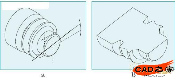 前刀面位置草圖和切除后的工件