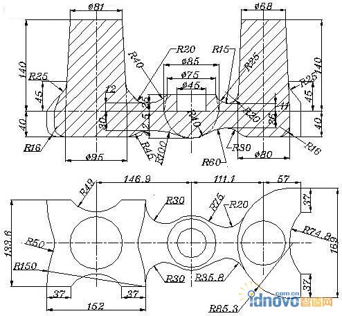精密鑄造砂型模具的零件草圖