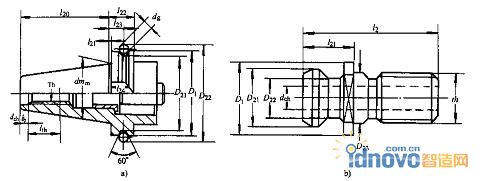 BT40和BT50系列刀柄和拉釘各部分尺寸
