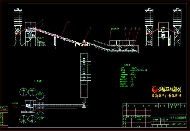 HLS180砼攪拌樓平立面布置總圖